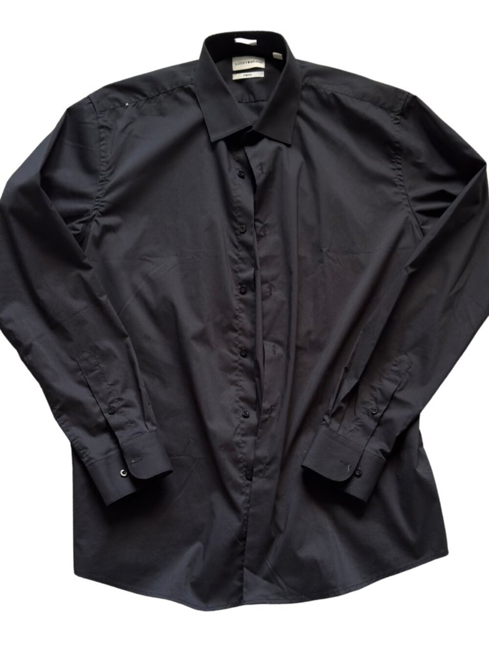 Lucky Brand Black Stretch Button Up Shirt Size L